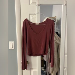 Wasabi + Mint Long Sleeve Crop Top - V Neck Long Sleeve